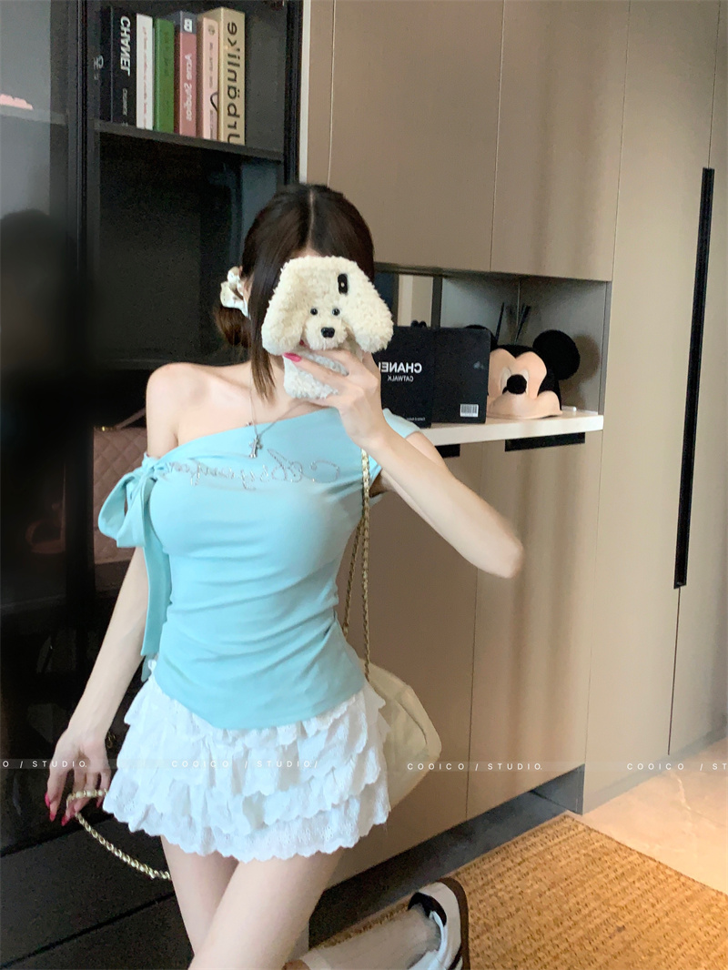 2026 Summer One-Shoulder Lace-Up Slim Fit Top for Women