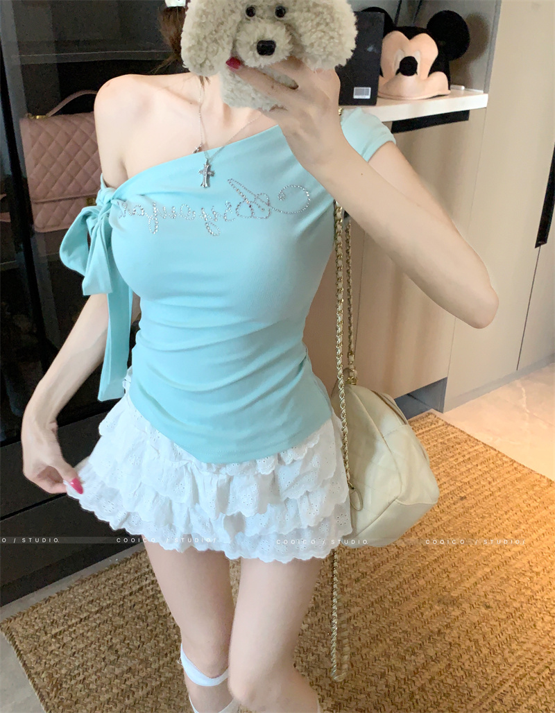 2026 Summer One-Shoulder Lace-Up Slim Fit Top for Women - Image 3