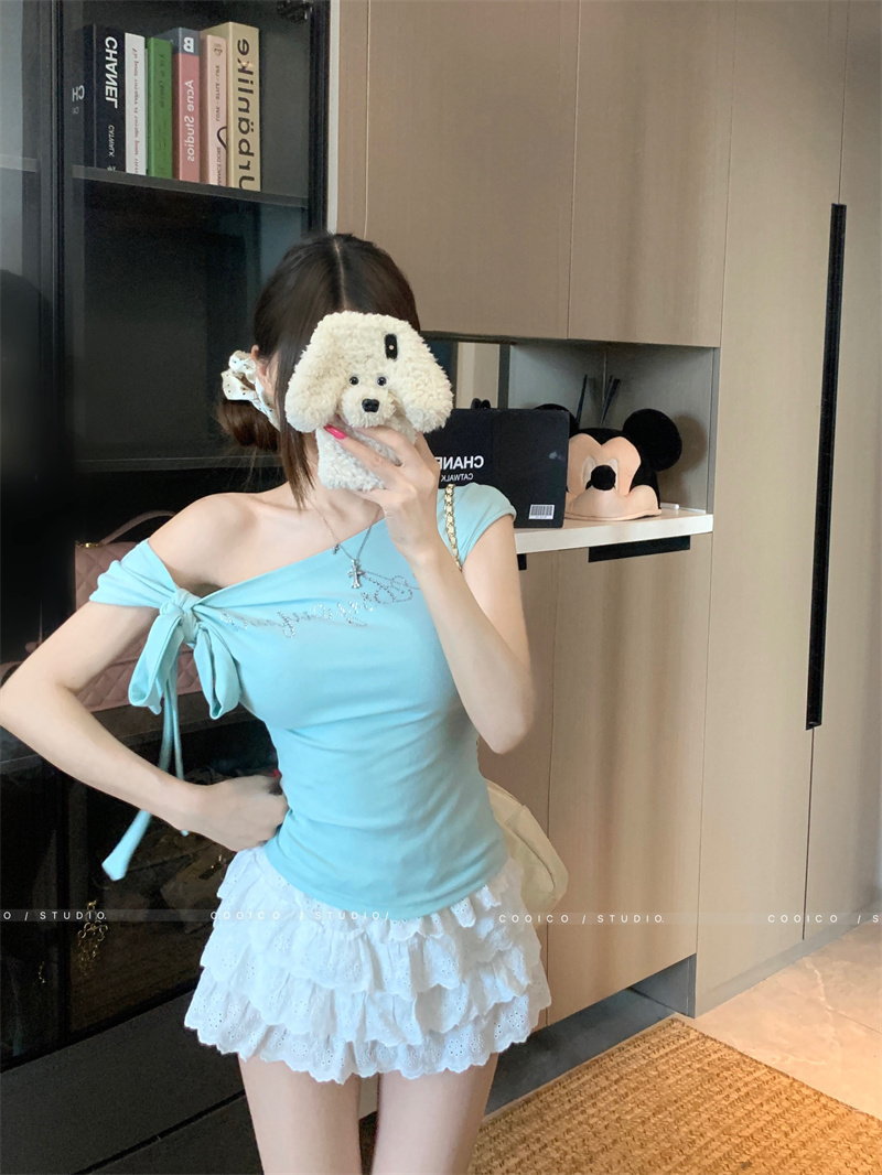 2026 Summer One-Shoulder Lace-Up Slim Fit Top for Women - Image 4