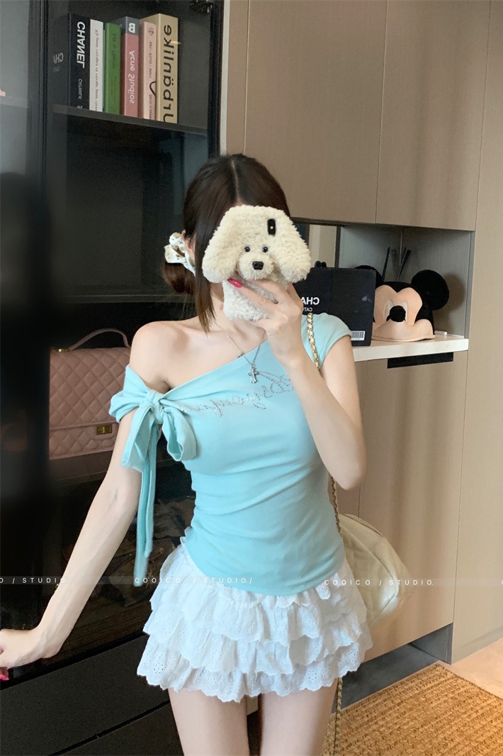 2026 Summer One-Shoulder Lace-Up Slim Fit Top for Women - Image 5