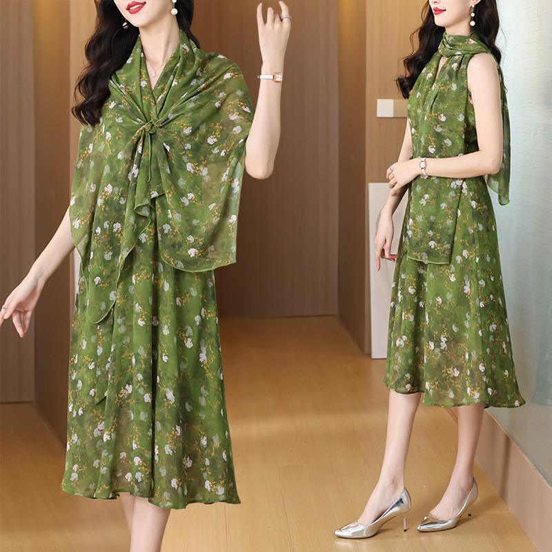 3-Way Wear Chiffon Dress Summer New Women's Midi Slimming Elegant