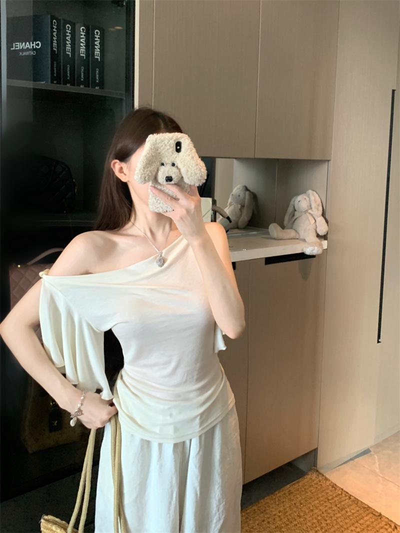 French Beaded Cowl Neck Ruffled Sleeveless Top for Women - Image 2