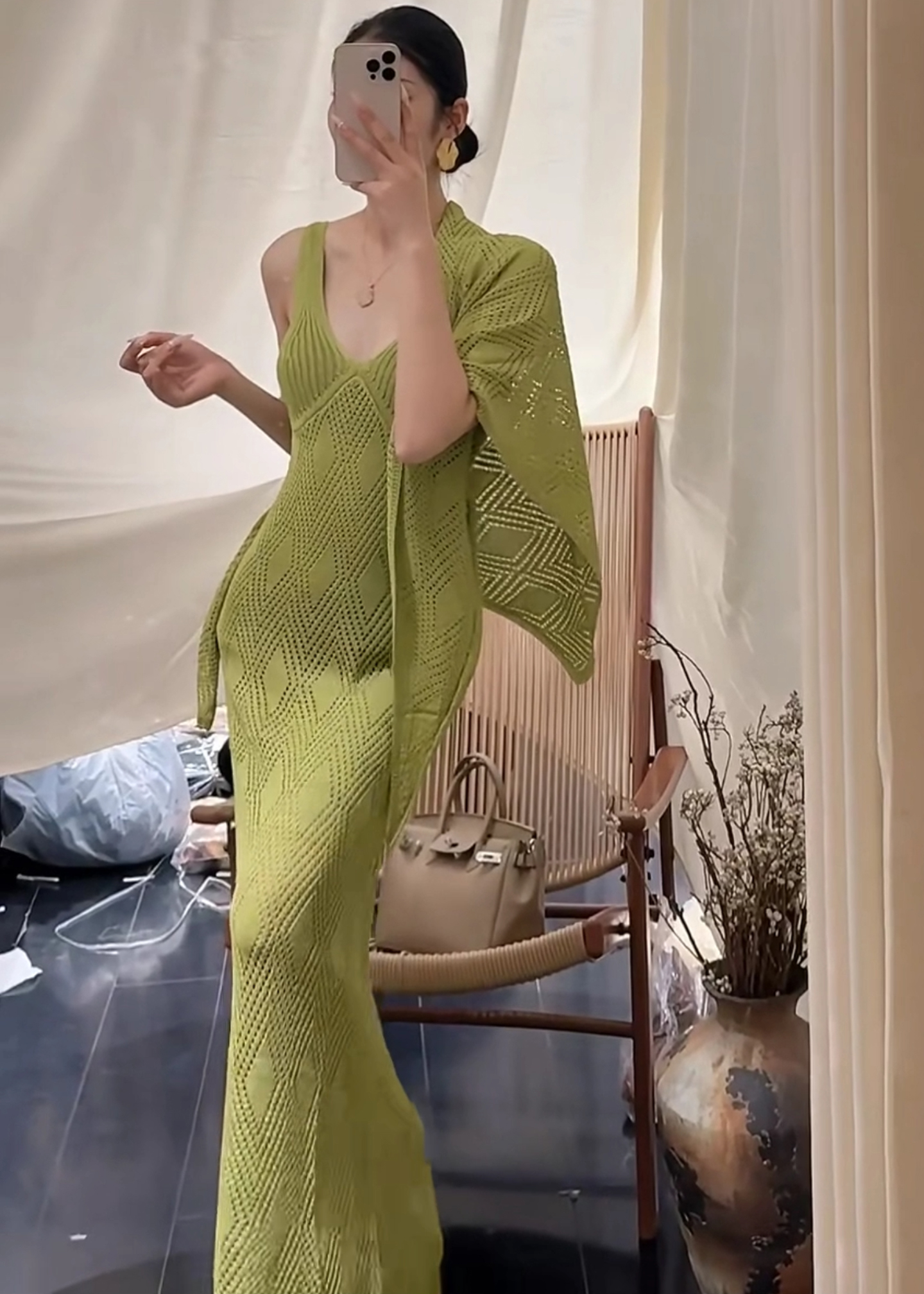 JIJINQI Summer V-Neck Sleeveless Dress Set with Shawl - Image 4