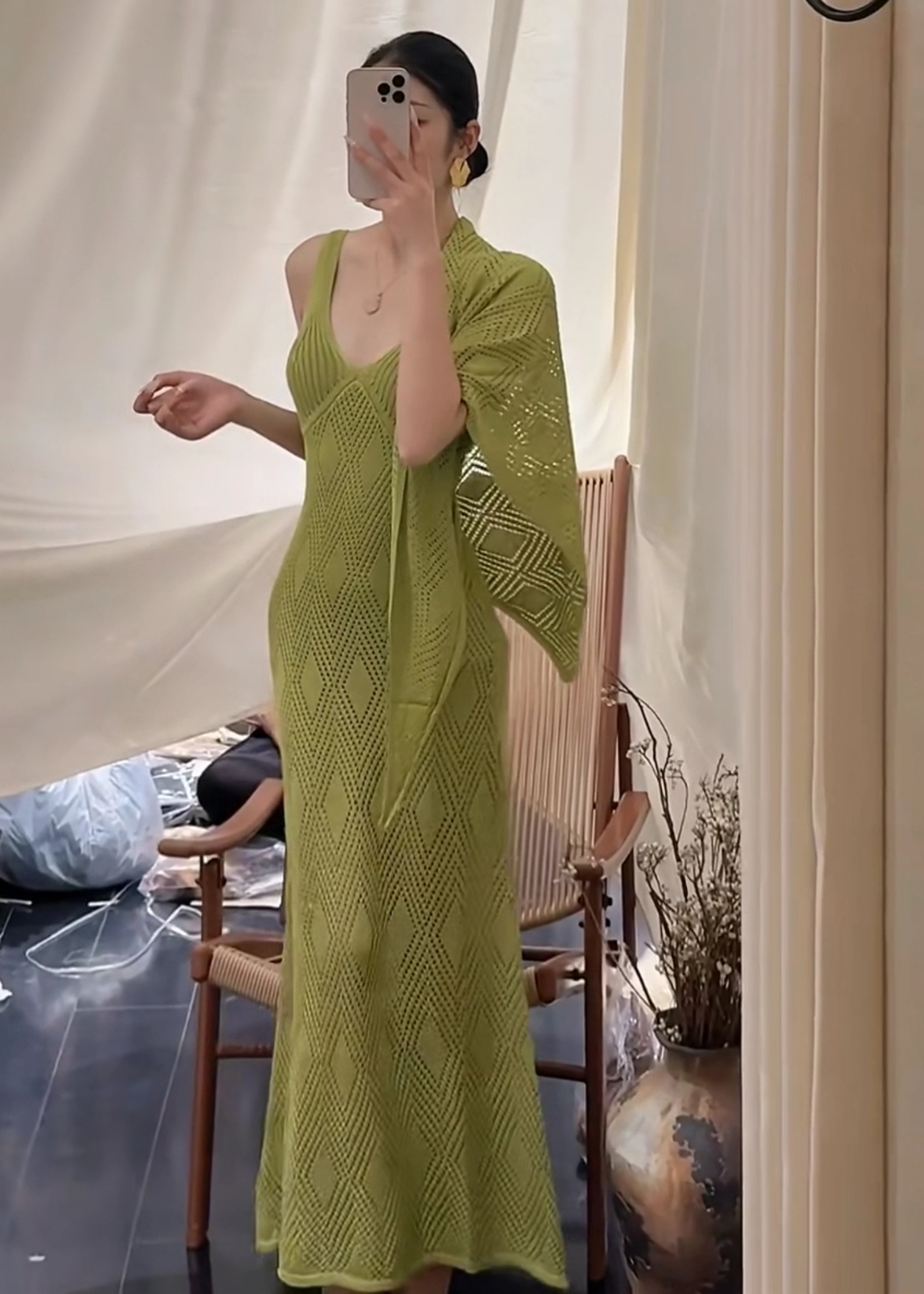 JIJINQI Summer V-Neck Sleeveless Dress Set with Shawl - Image 2