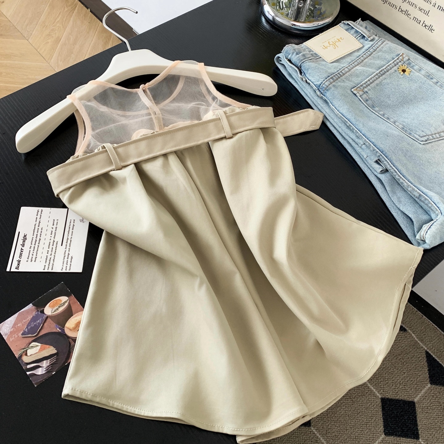 Sexy Mesh Spliced Double-Breasted Belted Sleeveless Shirt for Women Summer Loose Fit - Image 5